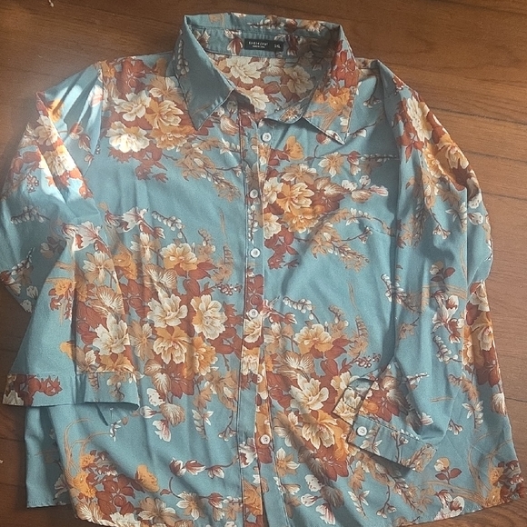 SHEIN Tops - SHEIN Floral Blouse in Blue and Brown